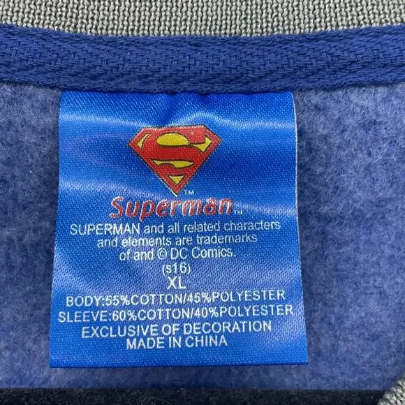 Superman Bioworld Jacket Mens XL Blue Gray Varsity Fleece Snap DC Comics Logo - Picture 3 of 11